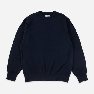 Yonetomi - AMERICAN WOOL KNIT CREW - NAVY -  - Main Front View