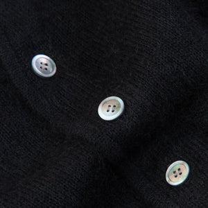 Yonetomi - SHAGGY PLAIN MOHAIR CARDIGAN - BLACK -  - Alternative View 1