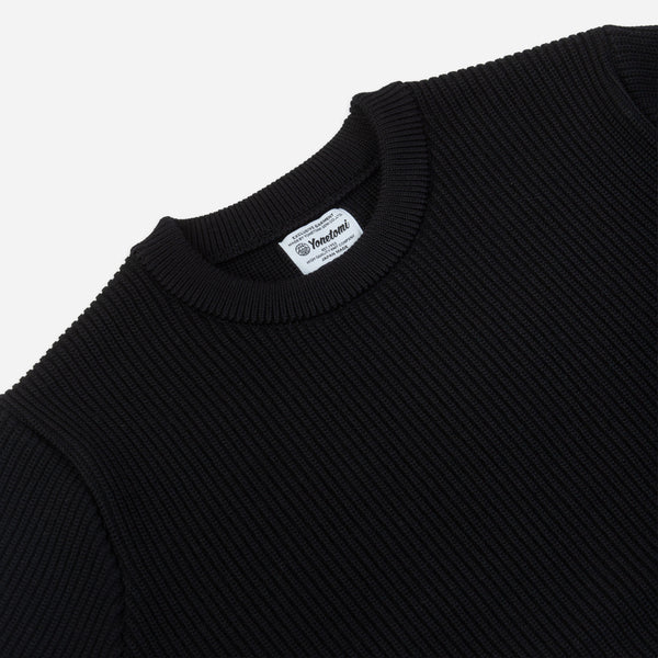 EX FINE WOOL RIB KNIT SWEATER - BLACK