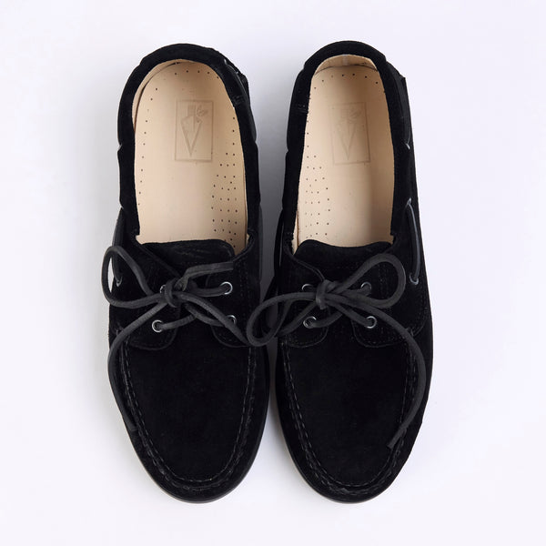 Arrow Moccasin Gloucester Boat Shoe Suede - Black