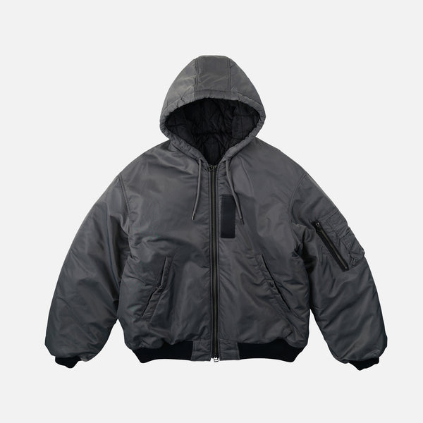 ACTIVE MA-1 HOODED JACKET - GUN METAL