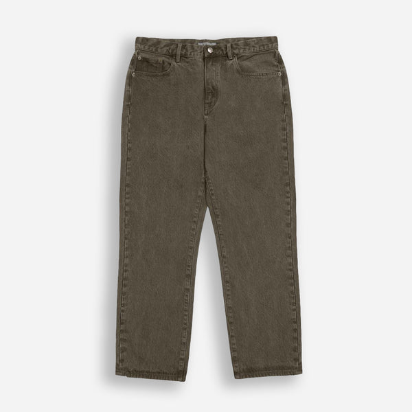 RELAXED FIT OD DENIM JEANS  - BROWN