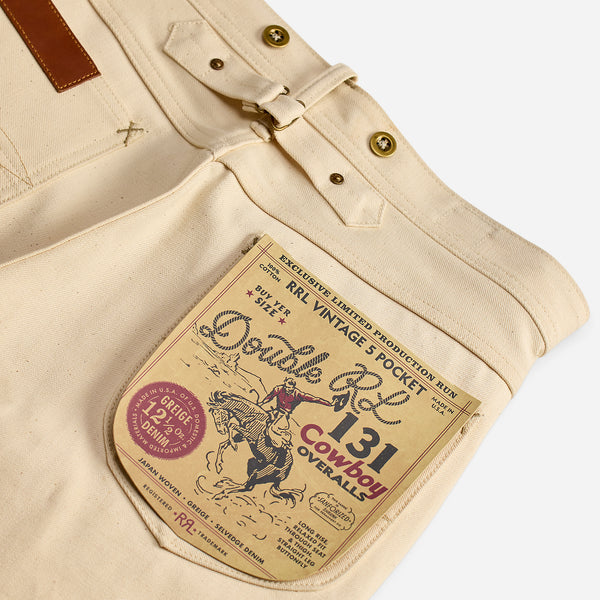 ANNIVERSARY COWBOY BUCKLE STRAIGHT SELVEDGE JEANS - SEEDED NATURAL
