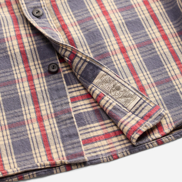 PLAID TWILL WORK SHIRT - BLUE/CREAM-RED