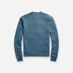 Double RL By Ralph Lauren - JACQUARD HENLEY SHIRT - WASHED BLUE INDIGO -  - Alternative View 1