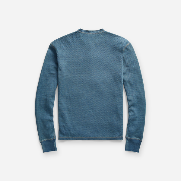 JACQUARD HENLEY SHIRT - WASHED BLUE INDIGO