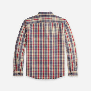 Double RL By Ralph Lauren - PLAID TWILL WORK SHIRT - BLUE/CREAM-RED -  - Alternative View 1