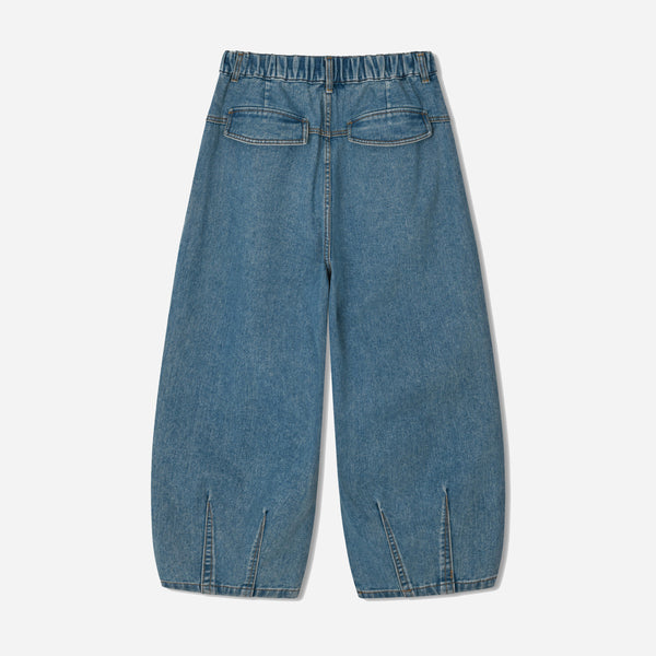STONE VINTAGE DENIM BALLOON PANTS - STONE
