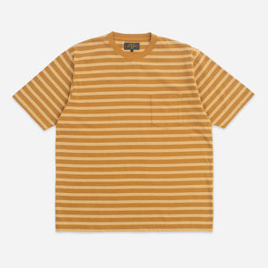 Beams+ - PINSTRIPE POCKET T-SHIRT - LIGHT BROWN/CLAY -  - Main Front View