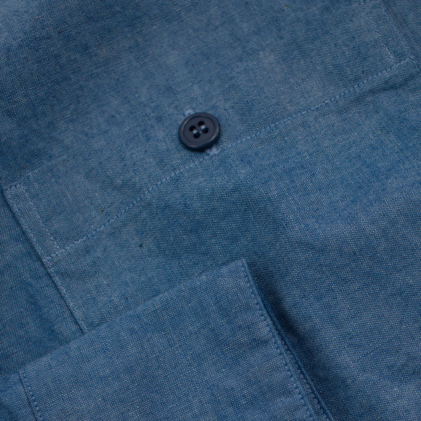 MIL OPEN COLLAR CHAMBRAY SHIRT - SAX BLUE