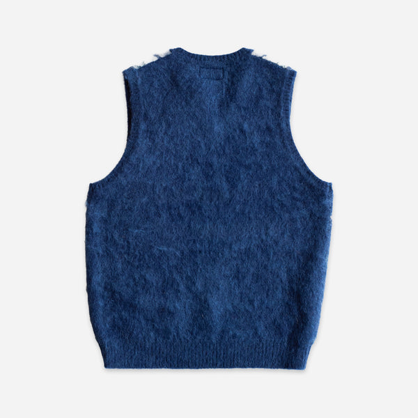 ARGYLE MOHAIR VEST - NAVY/WHITE