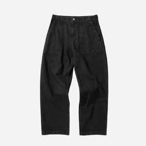 Uniform Bridge - OG WIDE DENIM FATIGUE PANT - BLACK WASHED -  - Main Front View