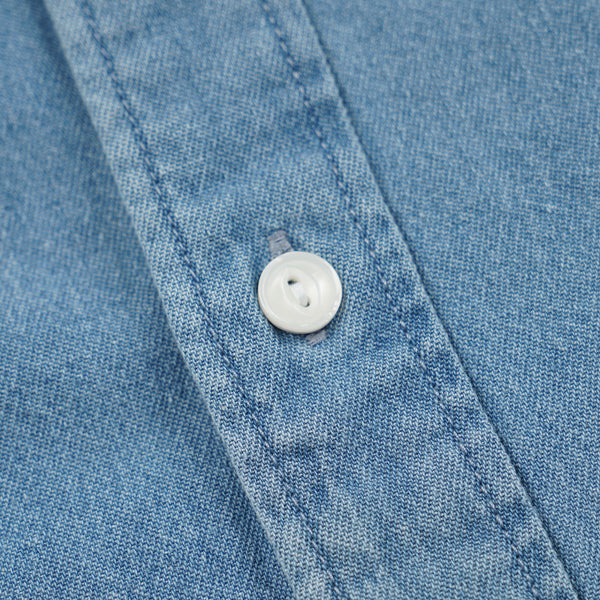 BLEACHED DENIM UTILITY SHIRT - MID BLUE
