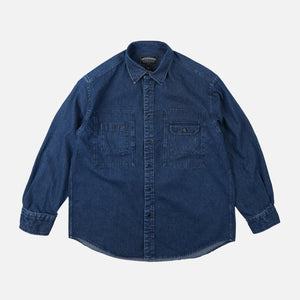 Frizmworks - BLEACHED DENIM UTILITY SHIRT - INDIGO -  - Main Front View