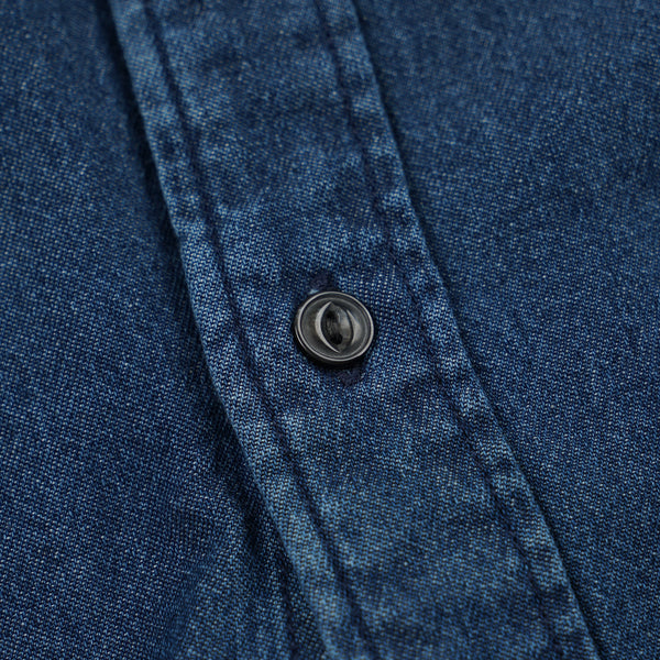BLEACHED DENIM UTILITY SHIRT - INDIGO