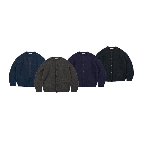 BRUSHED WOOL ROUND CARDIGAN - BROWN EAN