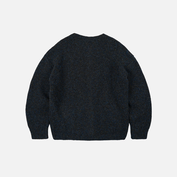 BRUSHED WOOL ROUND CARDIGAN - BLACK EAN