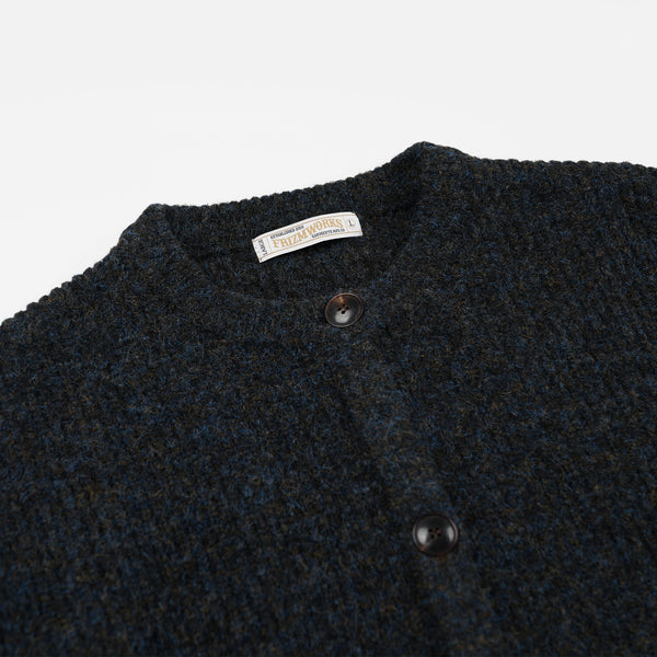 BRUSHED WOOL ROUND CARDIGAN - BLACK EAN