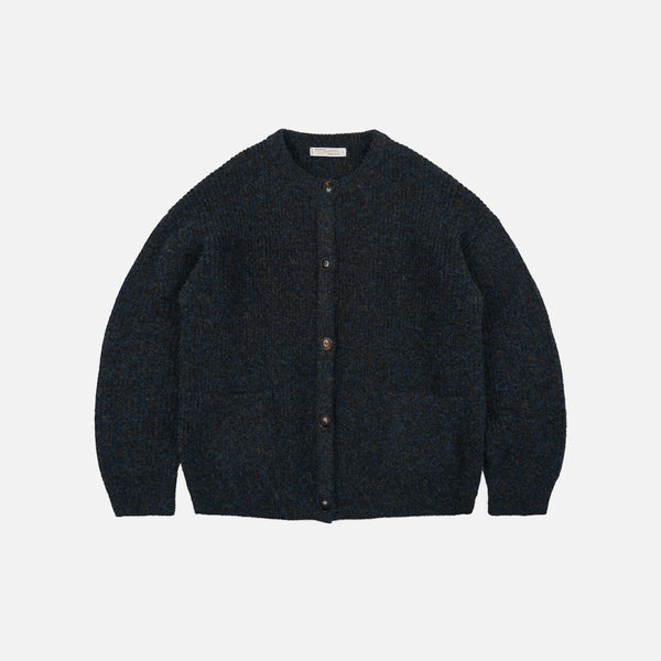 BRUSHED WOOL ROUND CARDIGAN - BLACK EAN