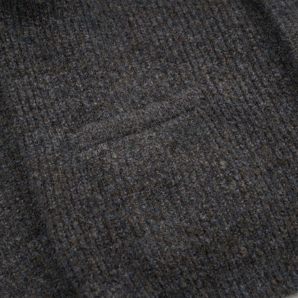 BRUSHED WOOL ROUND CARDIGAN - BROWN EAN