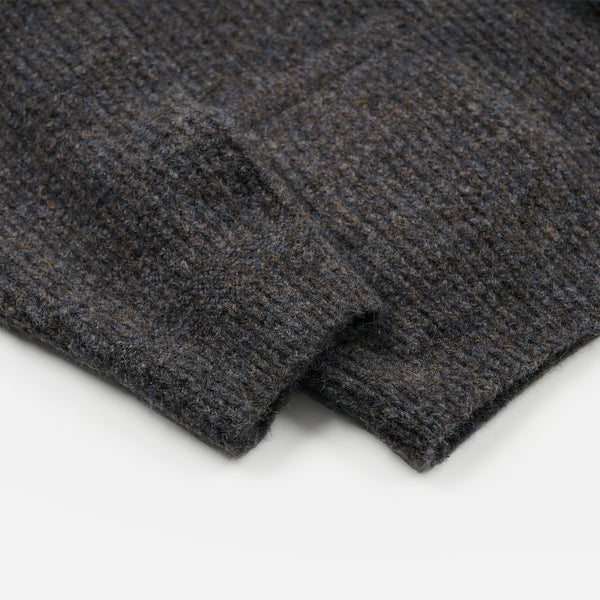 BRUSHED WOOL ROUND CARDIGAN - BROWN EAN