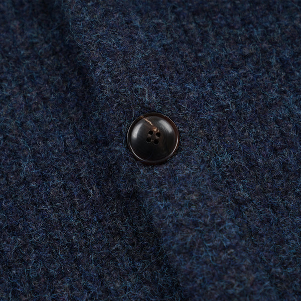BRUSHED WOOL ROUND CARDIGAN - INDIGO EAN