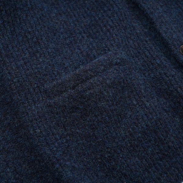 BRUSHED WOOL ROUND CARDIGAN - INDIGO EAN