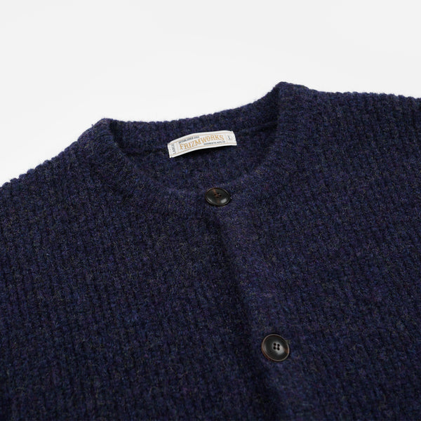 BRUSHED WOOL ROUND CARDIGAN - PURPLE EAN
