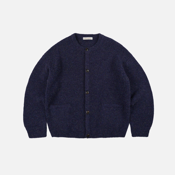 BRUSHED WOOL ROUND CARDIGAN - PURPLE EAN