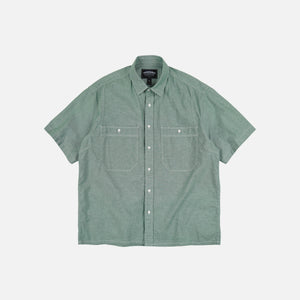 Frizmworks - CHAMBRAY BIG POCKET HALF SHIRT - GREEN -  - Main Front View