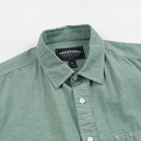 CHAMBRAY BIG POCKET HALF SHIRT - GREEN