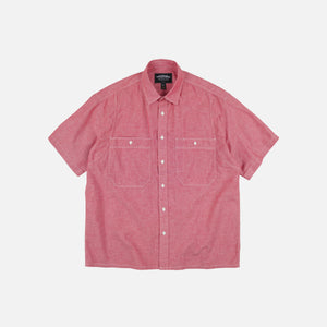 Frizmworks - CHAMBRAY BIG POCKET HALF SHIRT - RED -  - Main Front View
