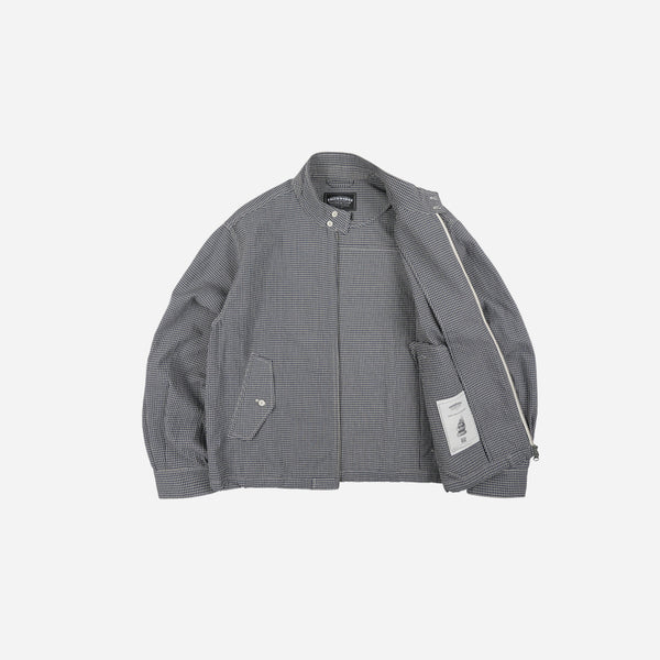 BUDDY CHECK HARRINGTON JACKET - SEA BLUE