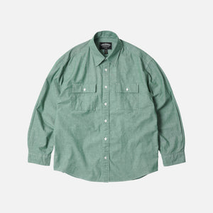 Frizmworks - CIGARETTE POCKET CHAMBRAY SHIRT - GREEN -  - Main Front View