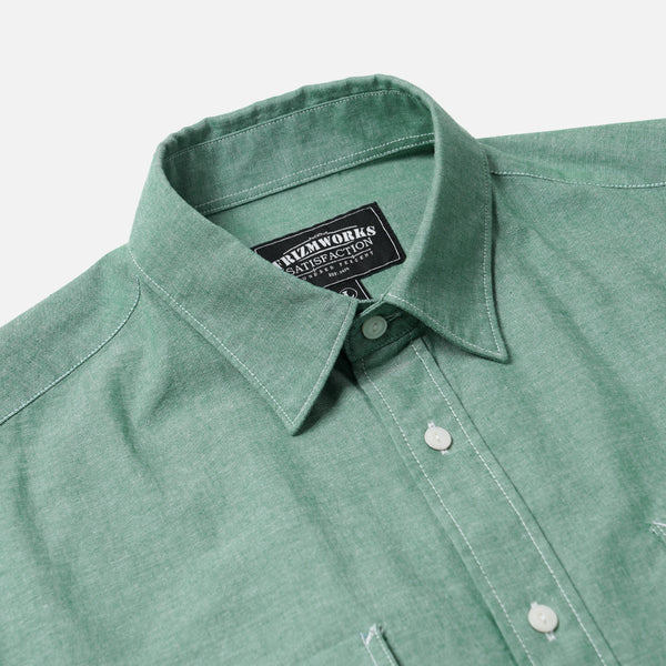 CIGARETTE POCKET CHAMBRAY SHIRT - GREEN