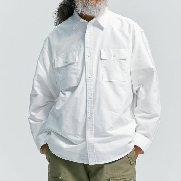 CIGARETTE POCKET CHAMBRAY SHIRT - WHITE