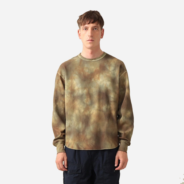 CONAN UNEVEN DYED WAFFLE SWEATER - OLIVE