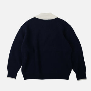 Frizmworks - CONTRAST COLLAR HALF ZIP KNIT - NAVY -  - Alternative View 1
