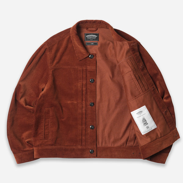 CORDUROY TRUCKER JACKET - BRICK