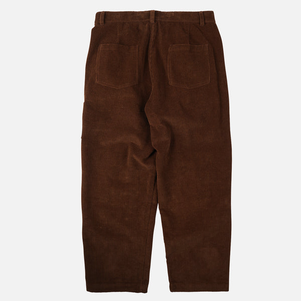 CORDUROY WIDE ONE TUCK PANTS - BROWN