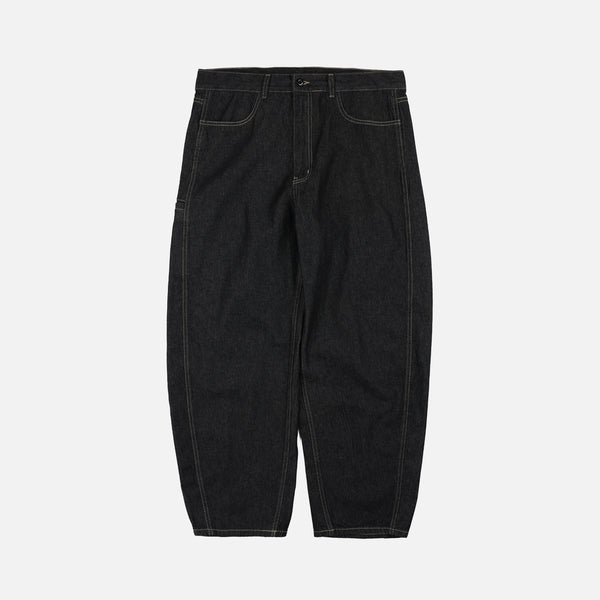 CURVED DENIM PANTS - BLACK