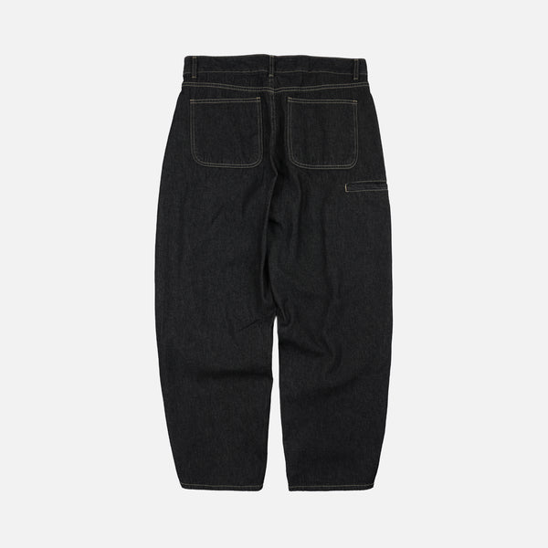 CURVED DENIM PANTS - BLACK