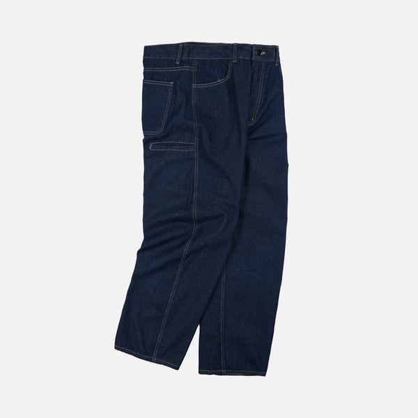 CURVED DENIM PANTS - INDIGO