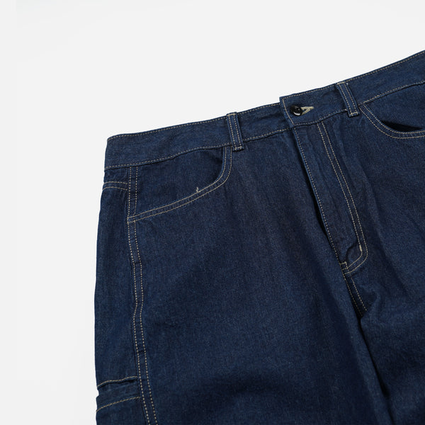 CURVED DENIM PANTS - INDIGO