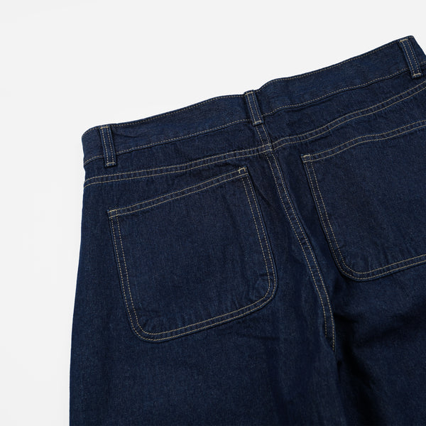 CURVED DENIM PANTS - INDIGO