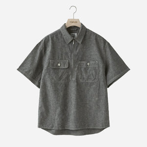 Rough Side - CHAMBRAY HALF SHIRT - BLACK CHAMBRAY -  - Main Front View