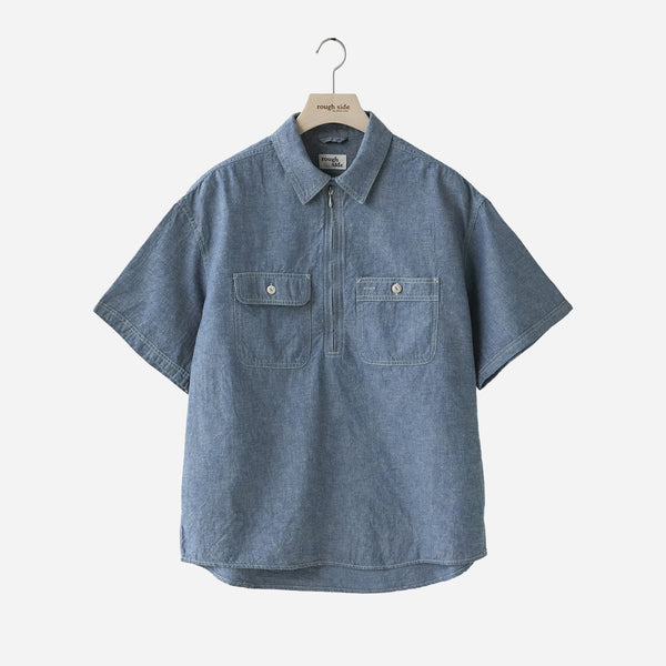 CHAMBRAY HALF SHIRT - INDIGO CHAMBRAY