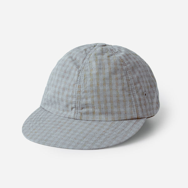 6 PANEL LINEN BASEBALL CAP - BLUE GLEN CHECK