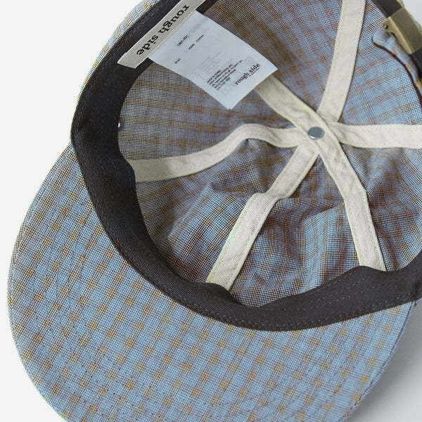 6 PANEL LINEN BASEBALL CAP - BLUE GLEN CHECK
