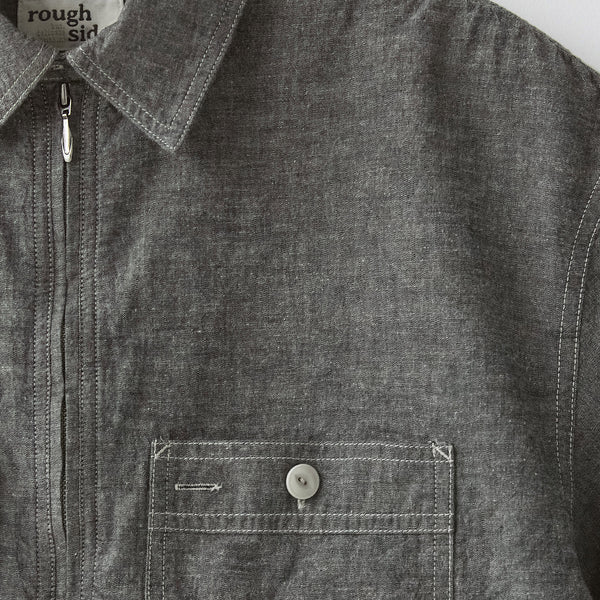 CHAMBRAY HALF SHIRT - BLACK CHAMBRAY
